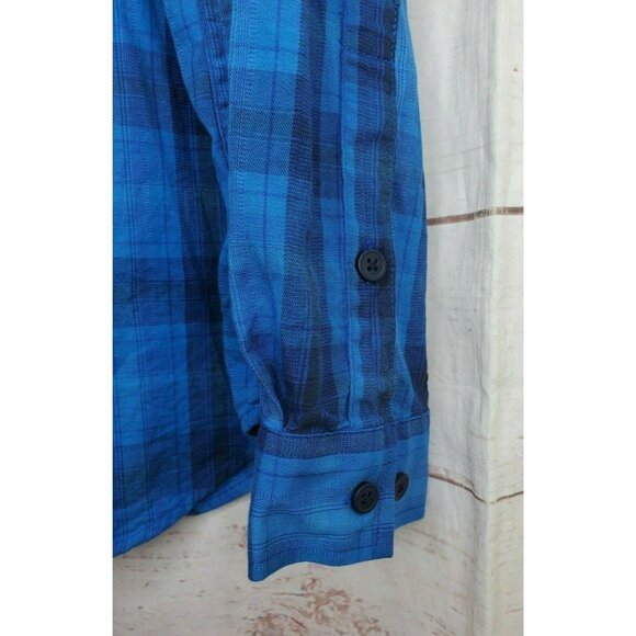 Columbia Sportswear Company Men's Med Blue Plaid Regular Fit Long Sleeve Shirt - Picture 4 of 11